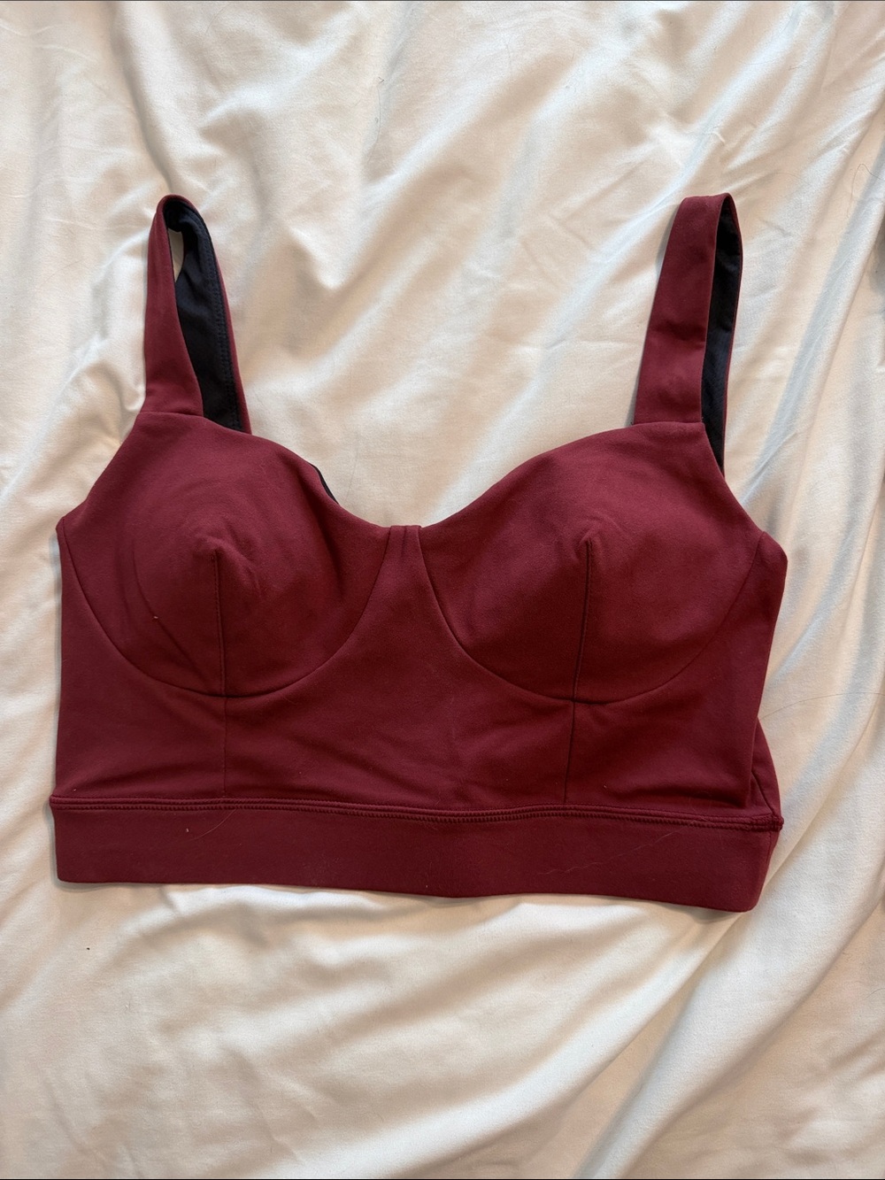 Women's Burgundy Longline Bralette with Supportive Cups
